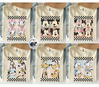 Retro Mickey and Friends Checkered — Bella+Canvas Tee fan art by Snagva