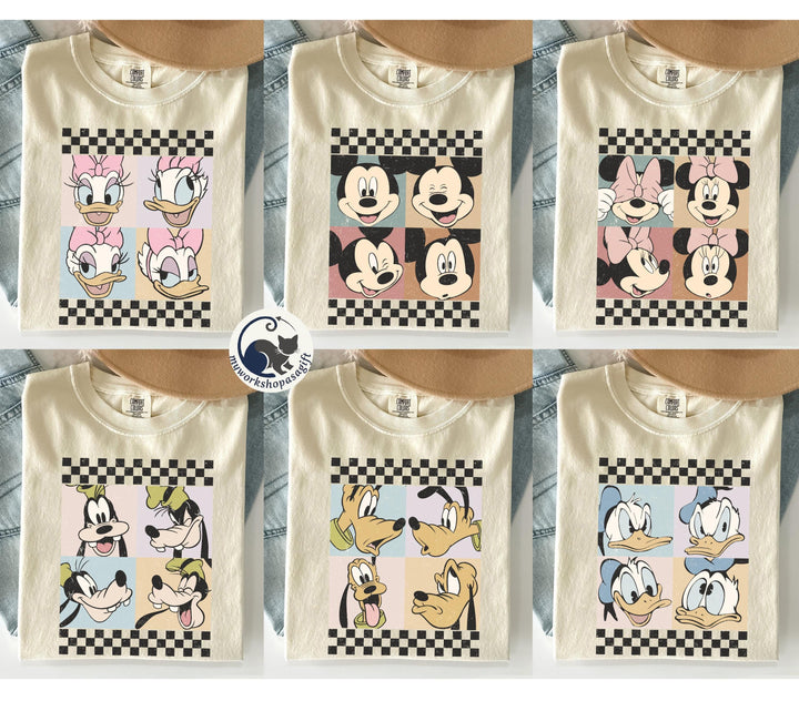 Retro Mickey and Friends Checkered — Gildan Hoodie fan art by Snagva