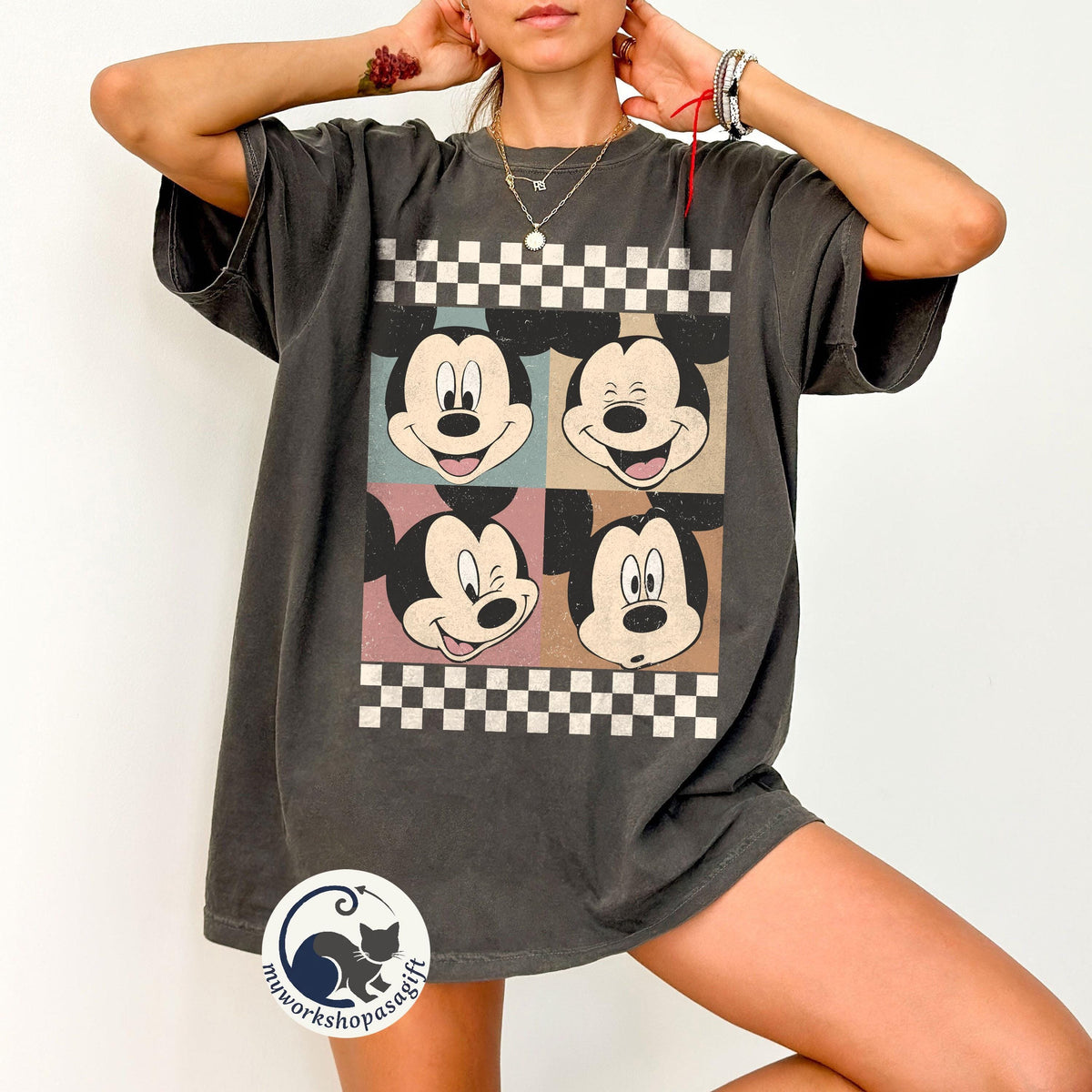 Retro Mickey and Friends Checkered — Gildan Sweatshirt fan art by Snagva (5)