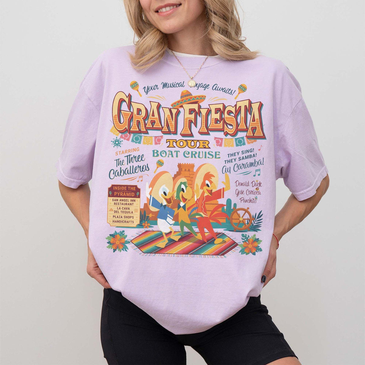 Retro The Three Caballeros Gran Fiesta Tour Boat Cruise Comf — Gildan Hoodie fan art by Snagva (2)