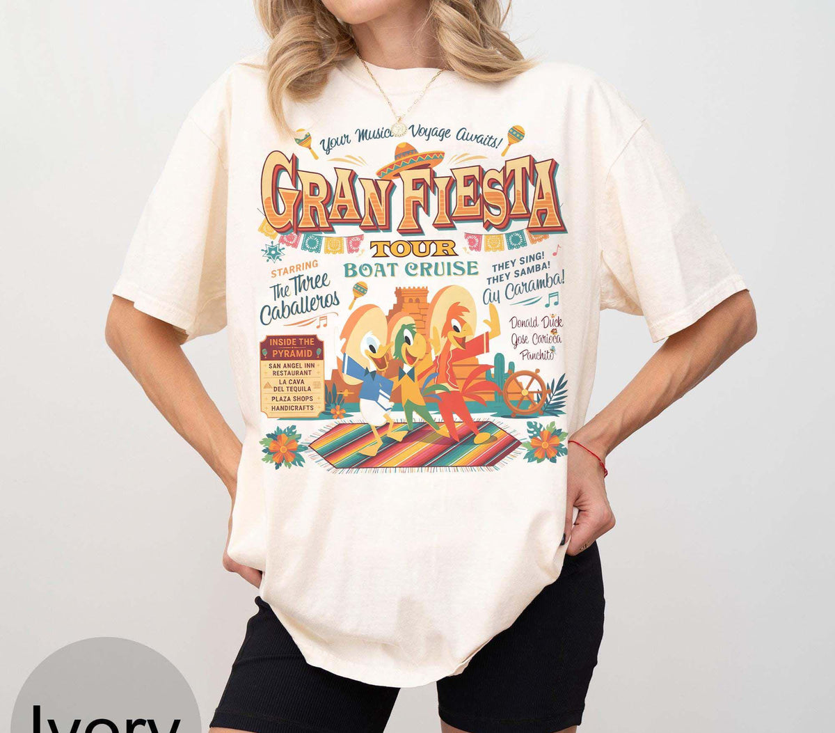 Retro The Three Caballeros Gran Fiesta Tour Boat Cruise Comf — Gildan Hoodie fan art by Snagva (4)
