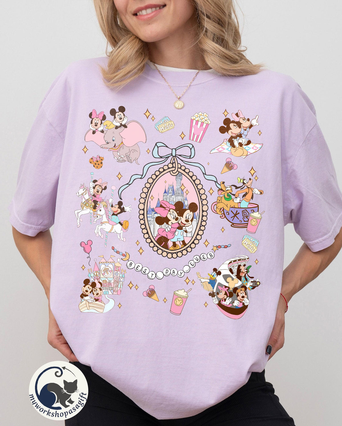 Retro Coquette Bows Mickey and Minnie — Bella+Canvas Tee fan art by Snagva (3)