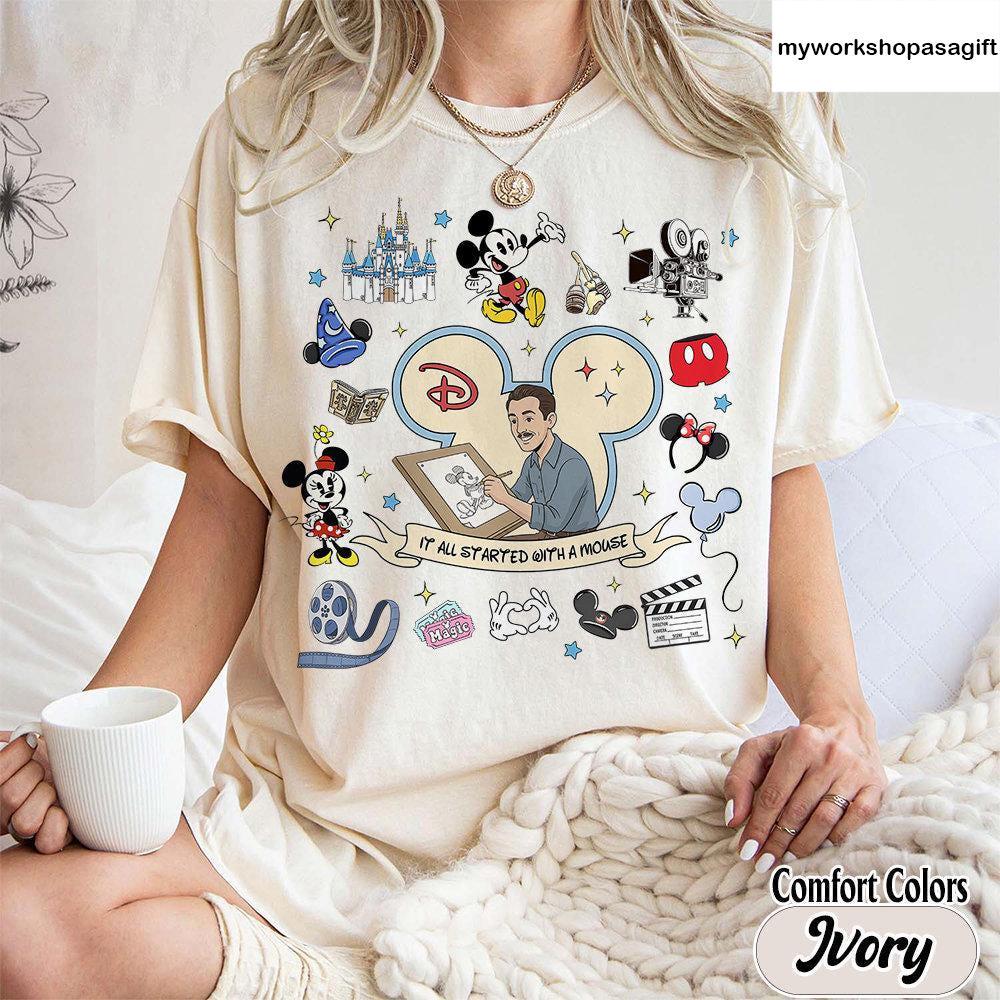 Retro Walt and Mickey Partner Watercolor — Bella+Canvas Tee fan art by Snagva