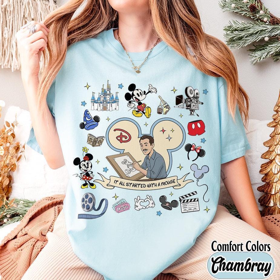 Retro Walt and Mickey Partner Watercolor — Gildan Sweatshirt fan art by Snagva (3)