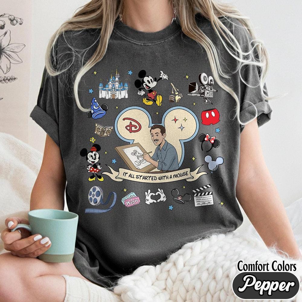 Retro Walt and Mickey Partner Watercolor — Gildan Hoodie fan art by Snagva (4)