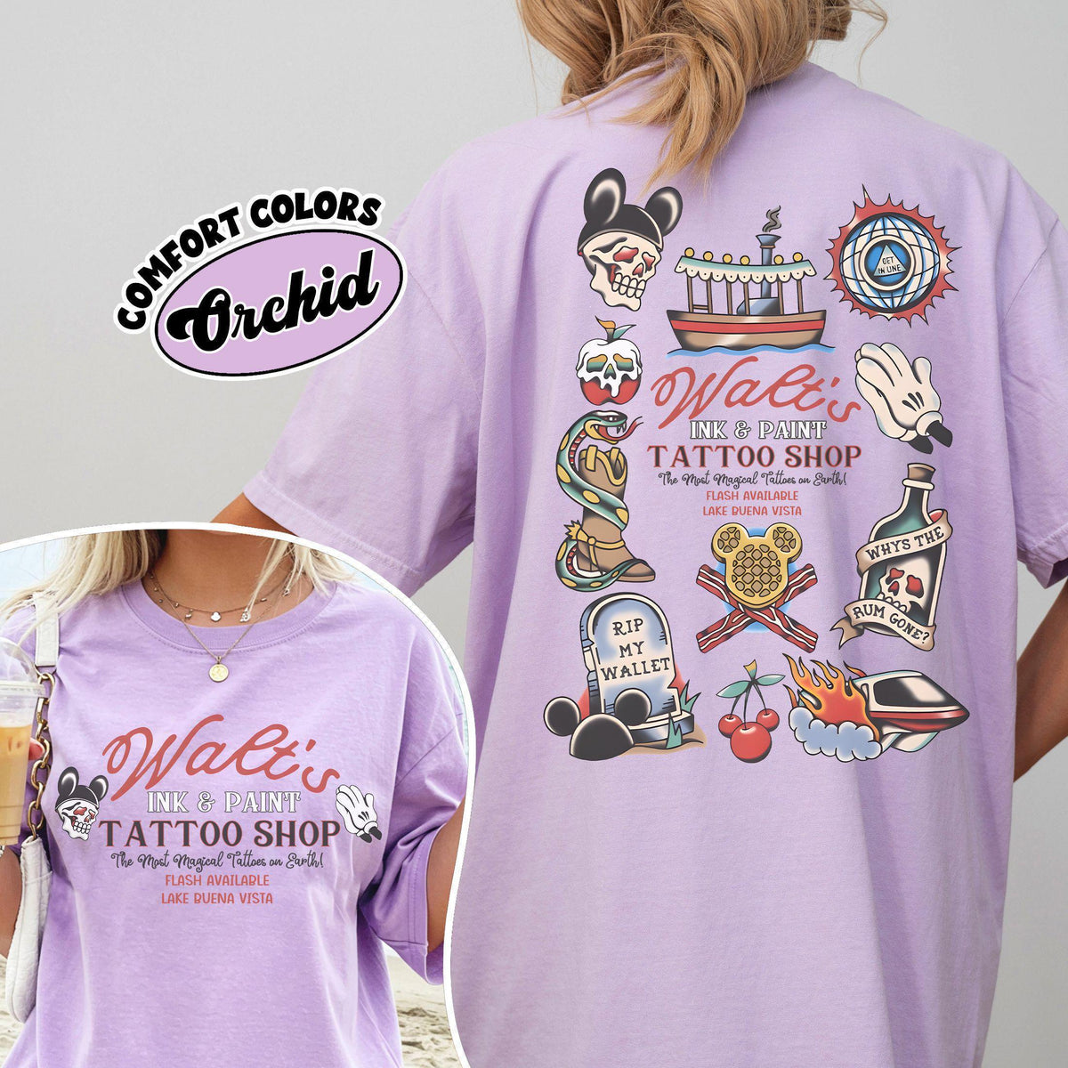 Retro Walt's Ink & Paint Tattoo Shop — Comfort Colors Tee fan art by Snagva (3)