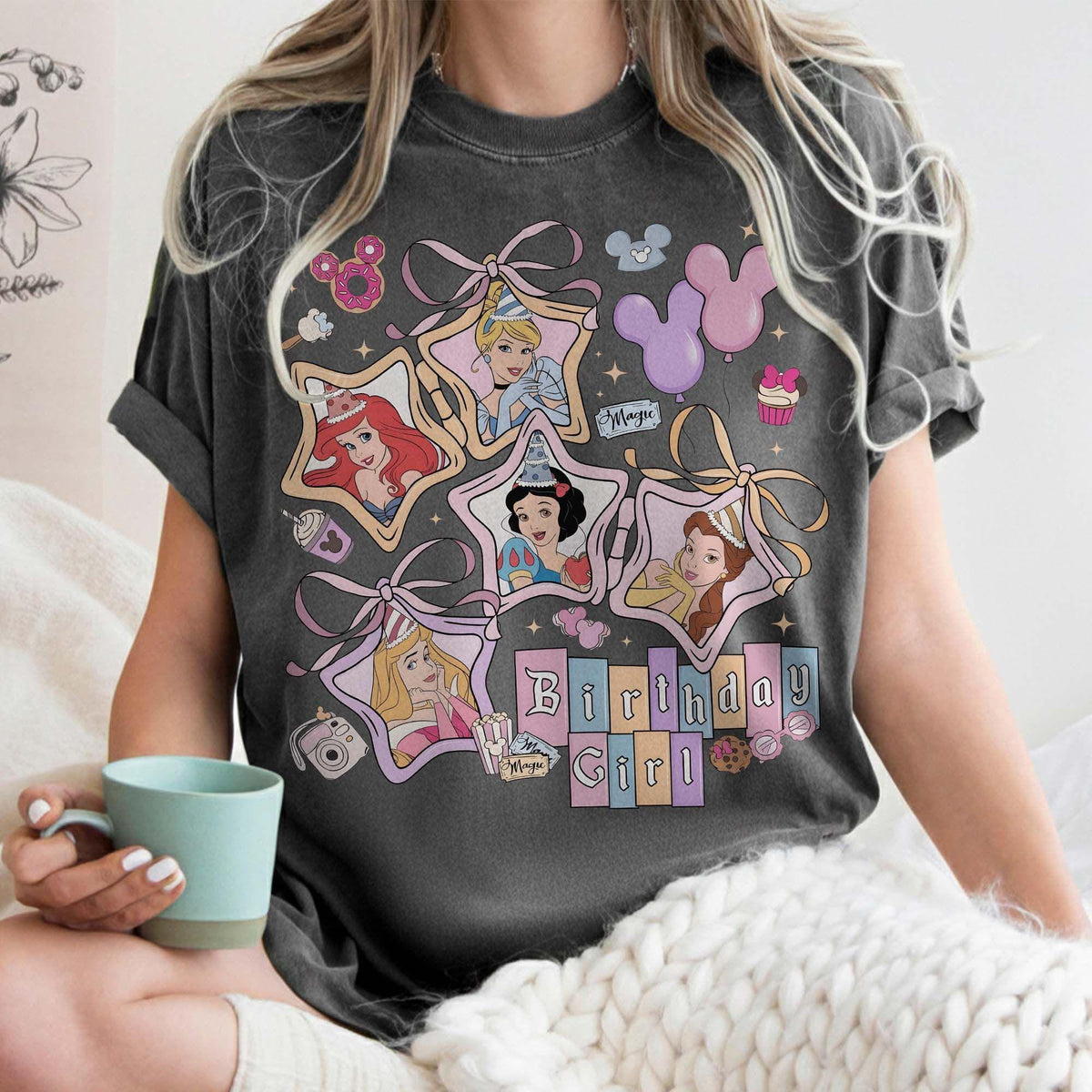 Coquette Bows Disney Princess Birthday Comfort Colors — Bella+Canvas Tee fan art by Snagva (3)