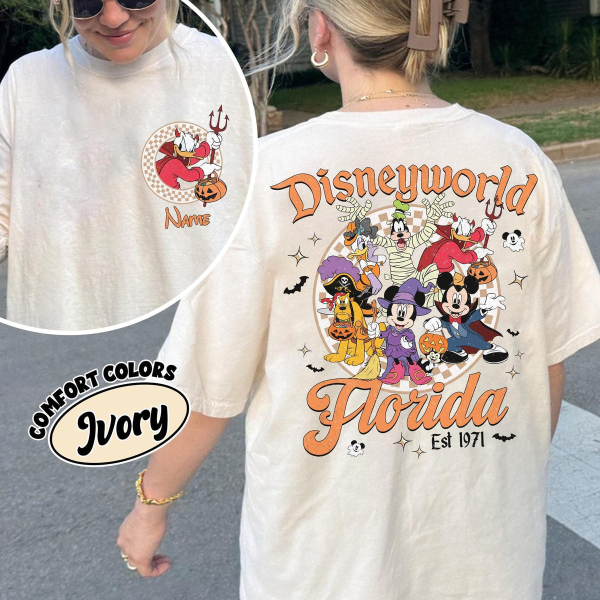 Custom Disneyworld Mickey Friends Halloween — Gildan Sweatshirt fan art by Snagva (3)