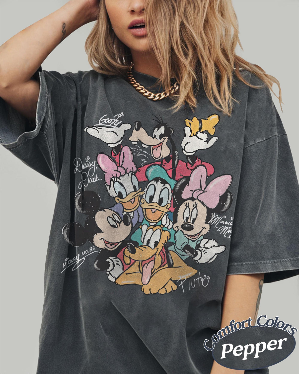 Retro Comfort Colors Mickey and Friends Signatures — Bella+Canvas Tee fan art by Snagva (5)