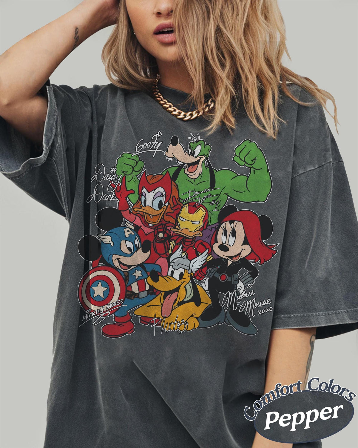 Retro Mickey and Friends Signatures Marvel Comfort Colors — Gildan Sweatshirt fan art by Snagva (3)
