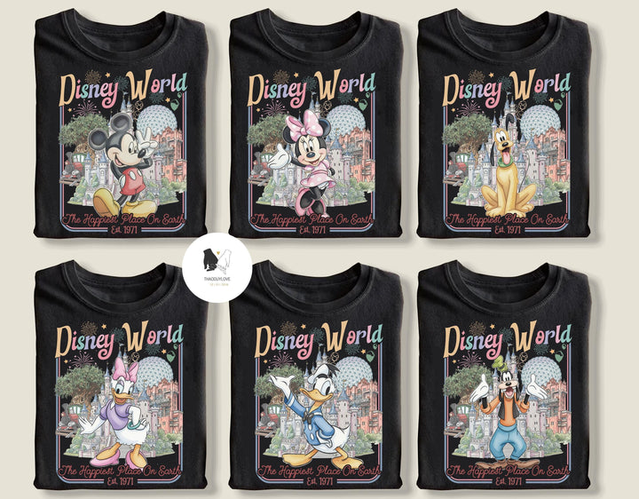 Retro All Characters Disneyworld shirts — Bella+Canvas Tee fan art by Snagva