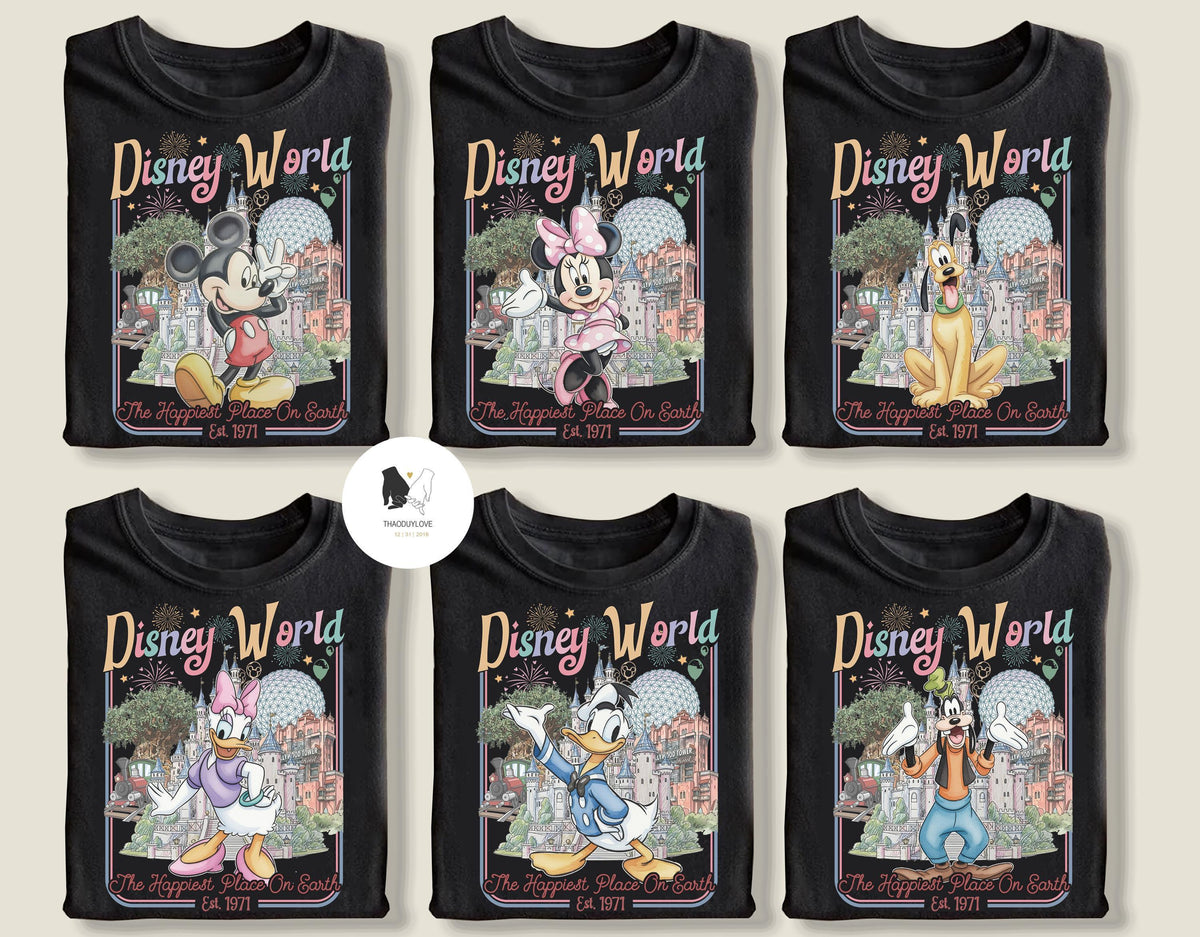 Retro All Characters Disneyworld shirts — Gildan Hoodie fan art by Snagva