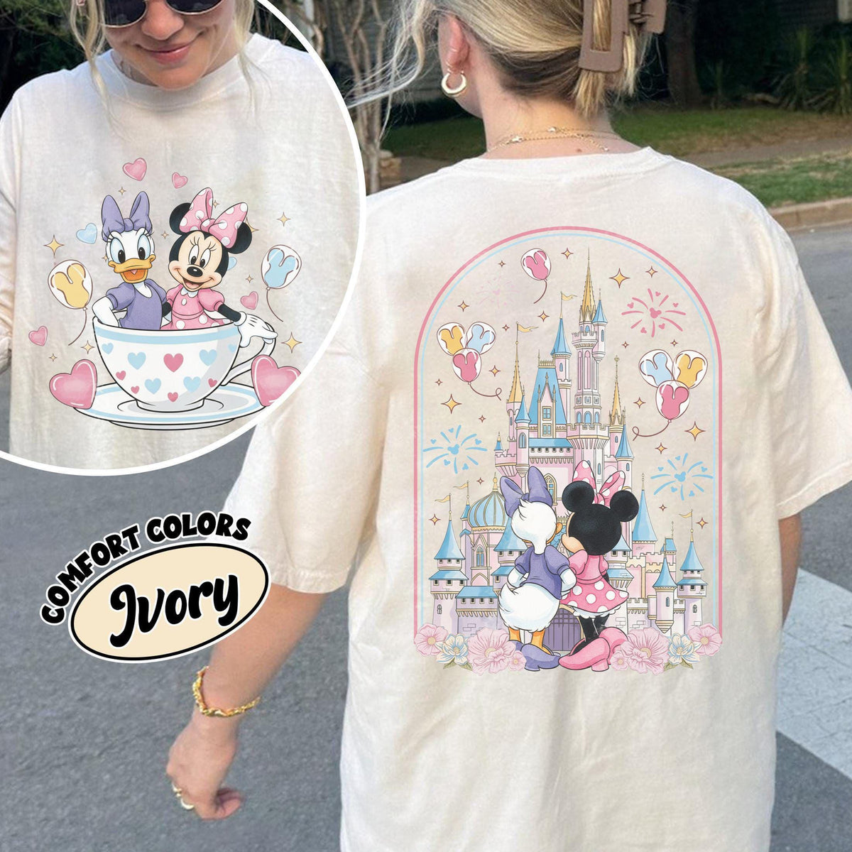 Retro Disney Minnie and Daisy 2 Sided — Gildan Hoodie fan art by Snagva