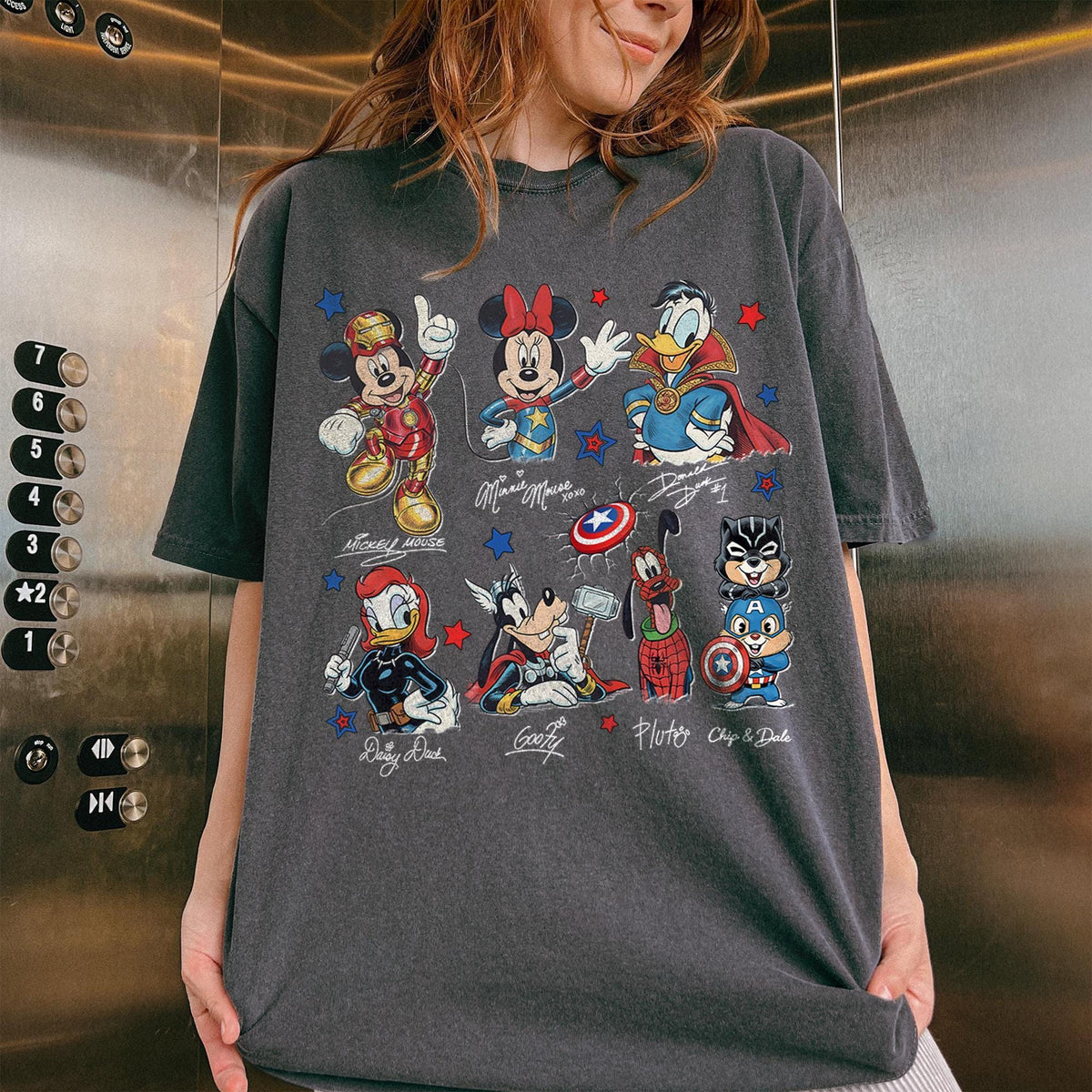 Disney Mickey & Friends Marvel Avengers Signatures — Gildan Hoodie fan art by Snagva (5)