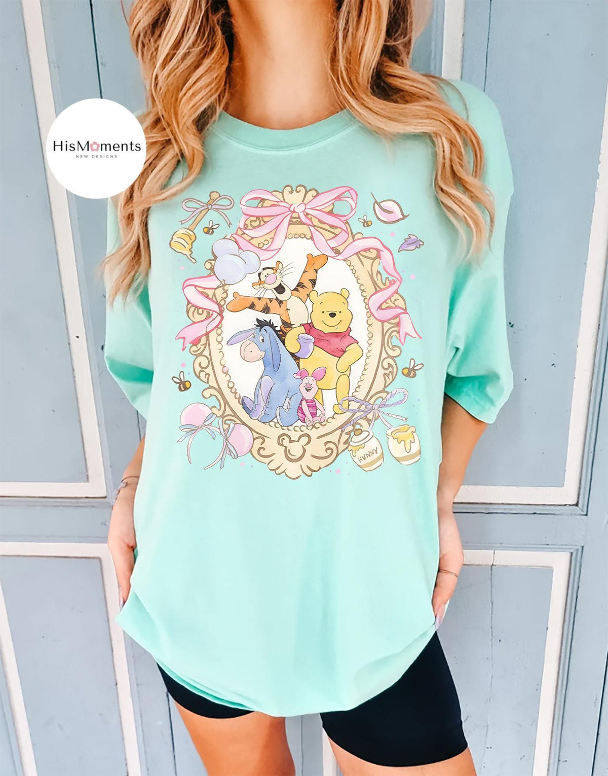 Watercolor Coquette Bow Winnie the Pooh and Friends — Gildan Hoodie fan art by Snagva (6)