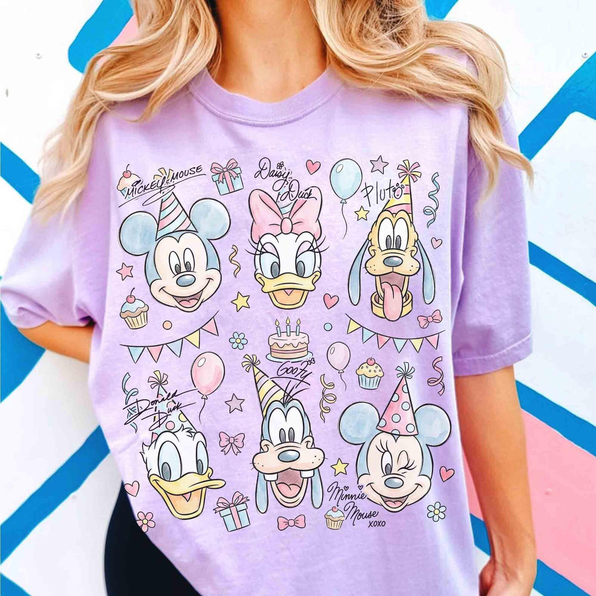 Watercolor Mickey Friends Birthday — Gildan Hoodie fan art by Snagva (5)