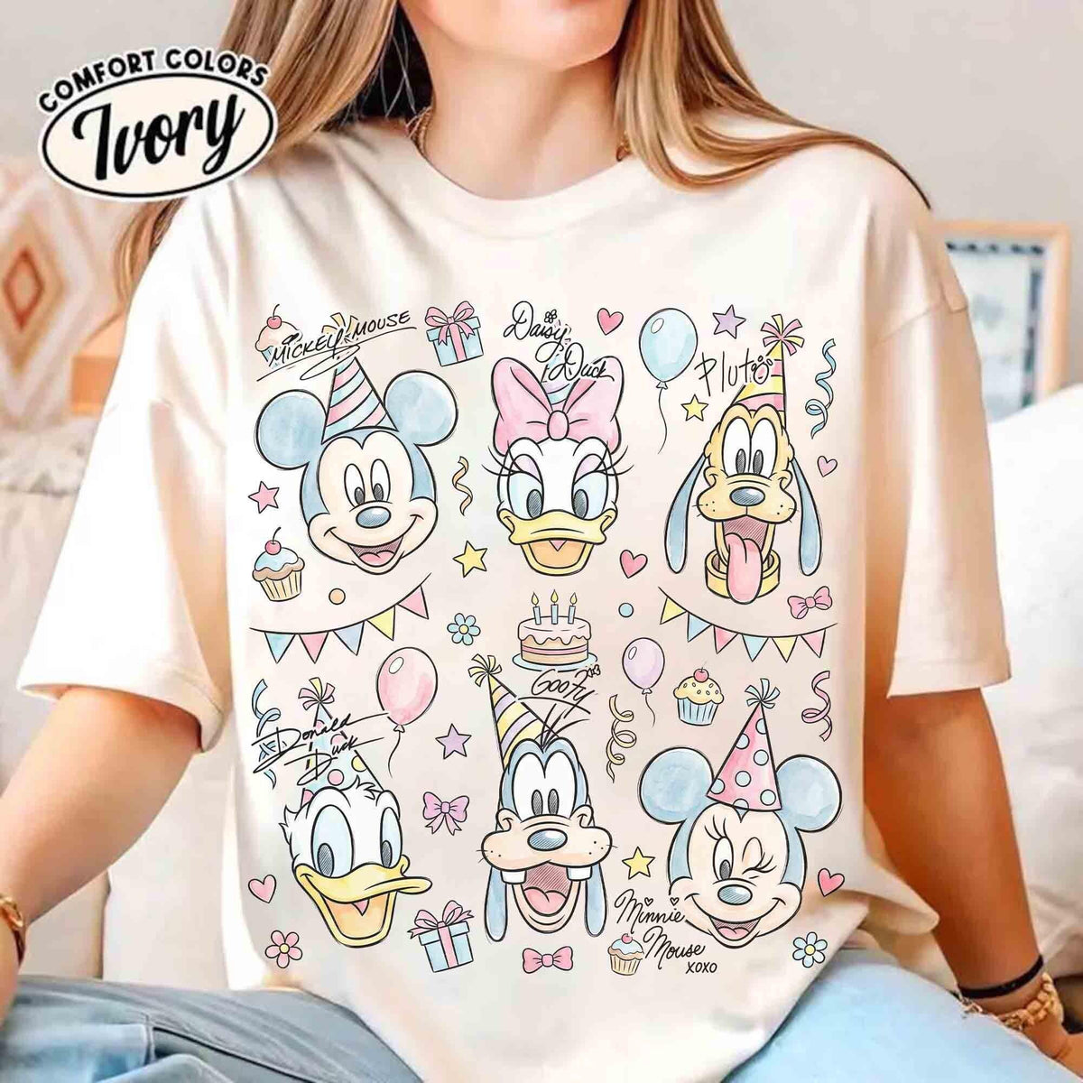 Watercolor Mickey Friends Birthday — Bella+Canvas Tee fan art by Snagva (6)