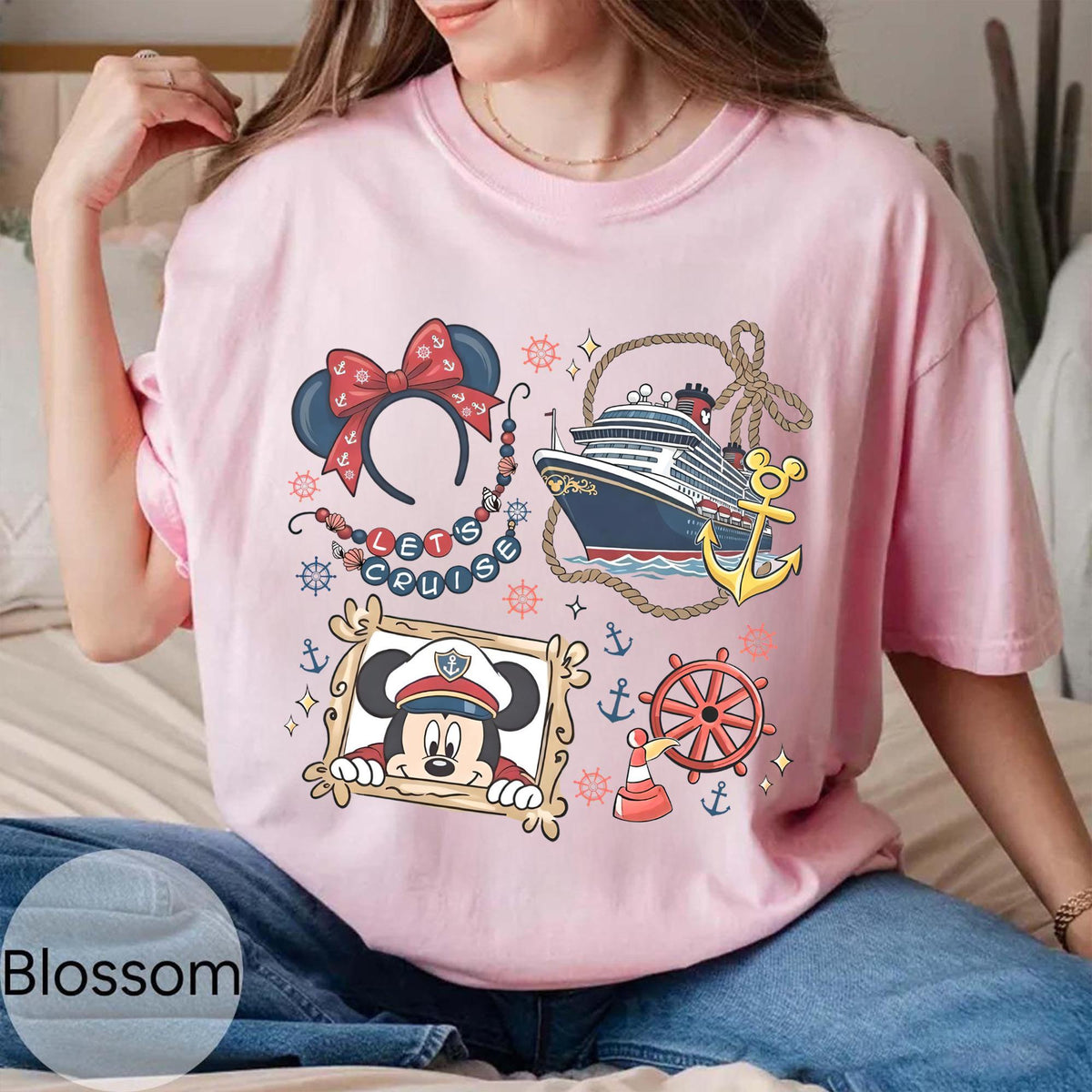 Retro Coquette Bow Disney Cruise — Gildan Sweatshirt fan art by Snagva