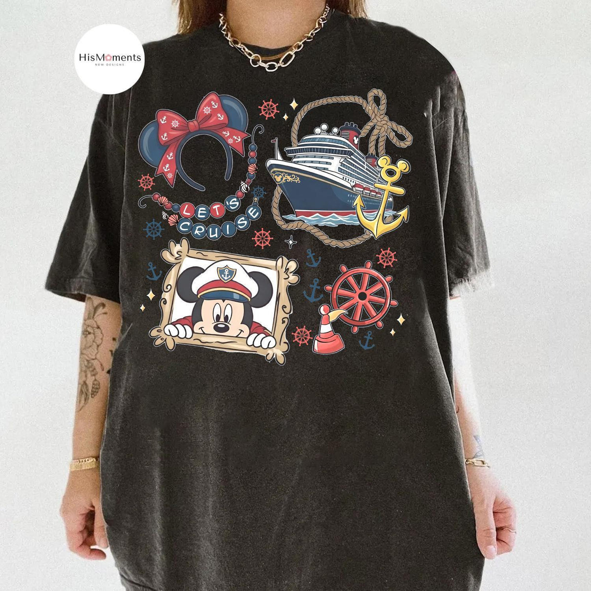Retro Coquette Bow Disney Cruise — Gildan Hoodie fan art by Snagva (2)
