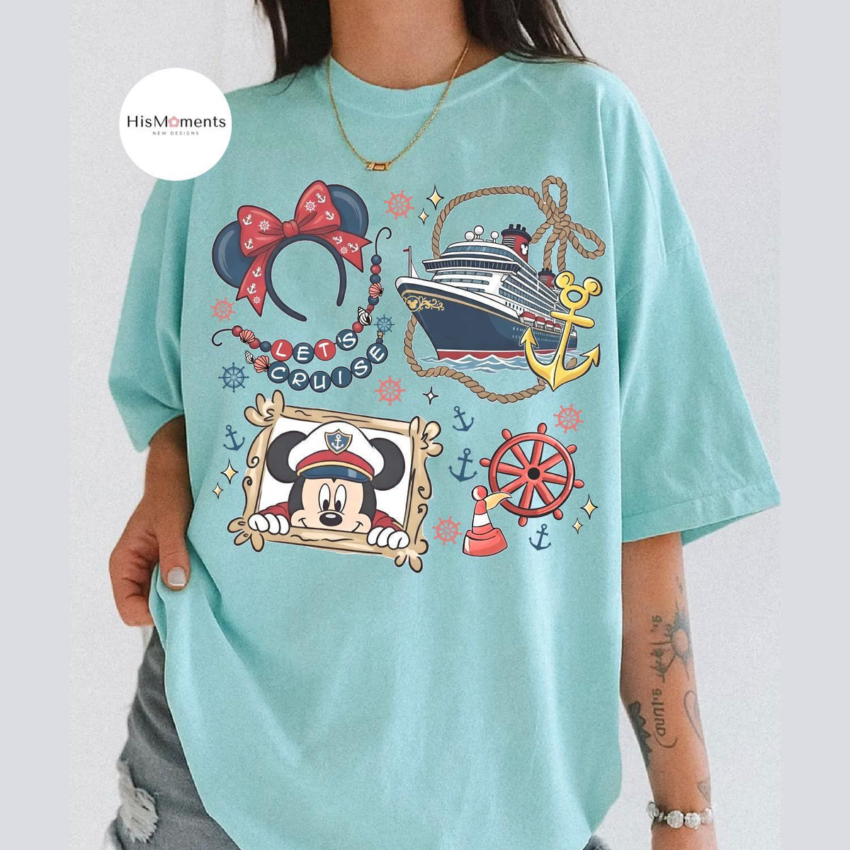 Retro Coquette Bow Disney Cruise — Comfort Colors Tee fan art by Snagva (4)