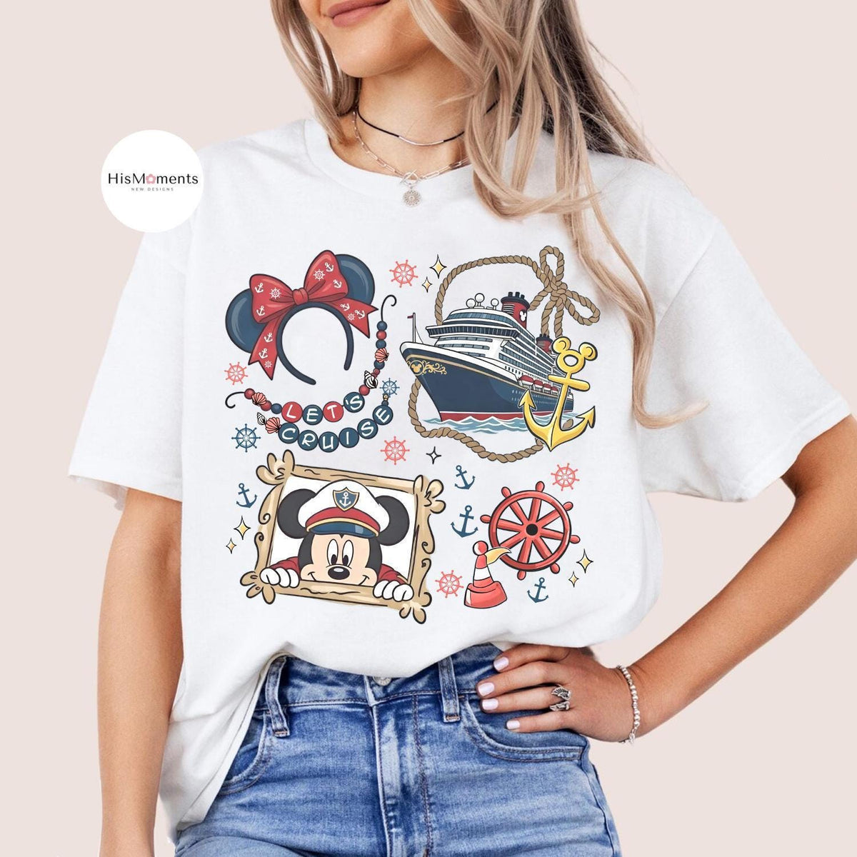 Retro Coquette Bow Disney Cruise — Bella+Canvas Tee fan art by Snagva (5)