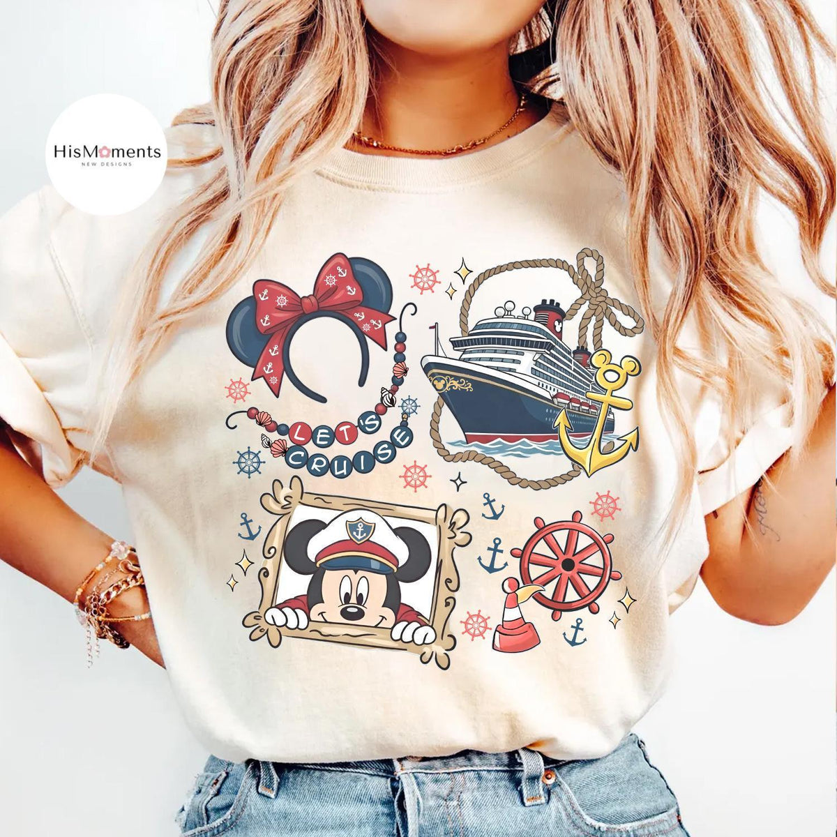Retro Coquette Bow Disney Cruise — Gildan Sweatshirt fan art by Snagva (6)