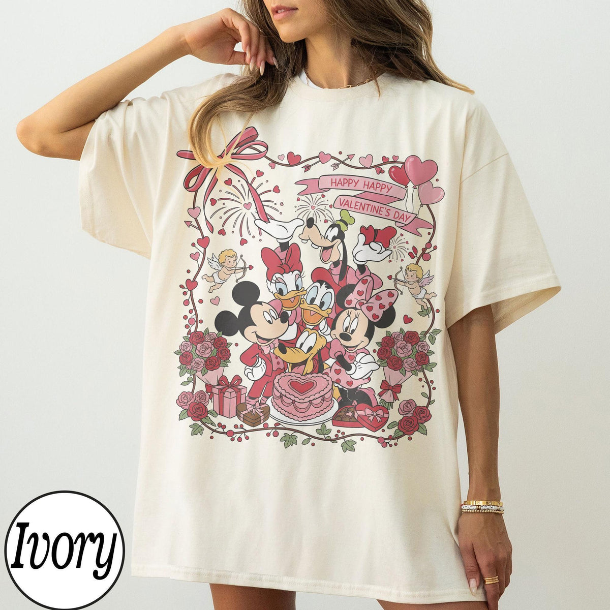 Coquette Bow Mickey Friends Valentine's Day — Comfort Colors Tee fan art by Snagva