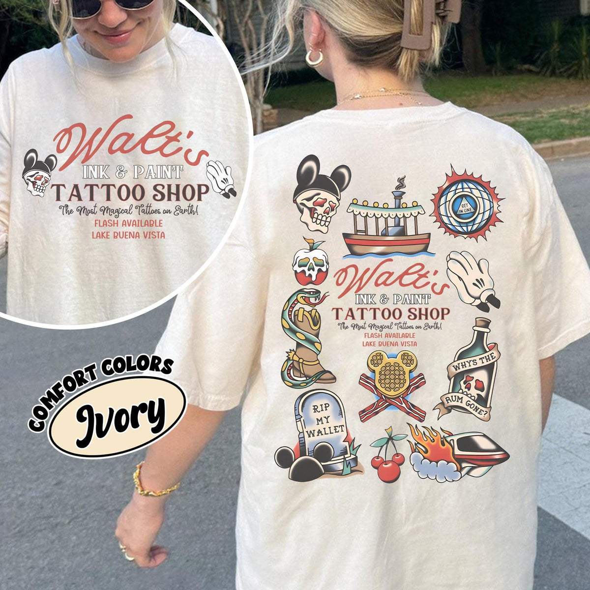 Retro Walt's Ink & Paint Tattoo Shop — Comfort Colors Tee fan art by Snagva (2)