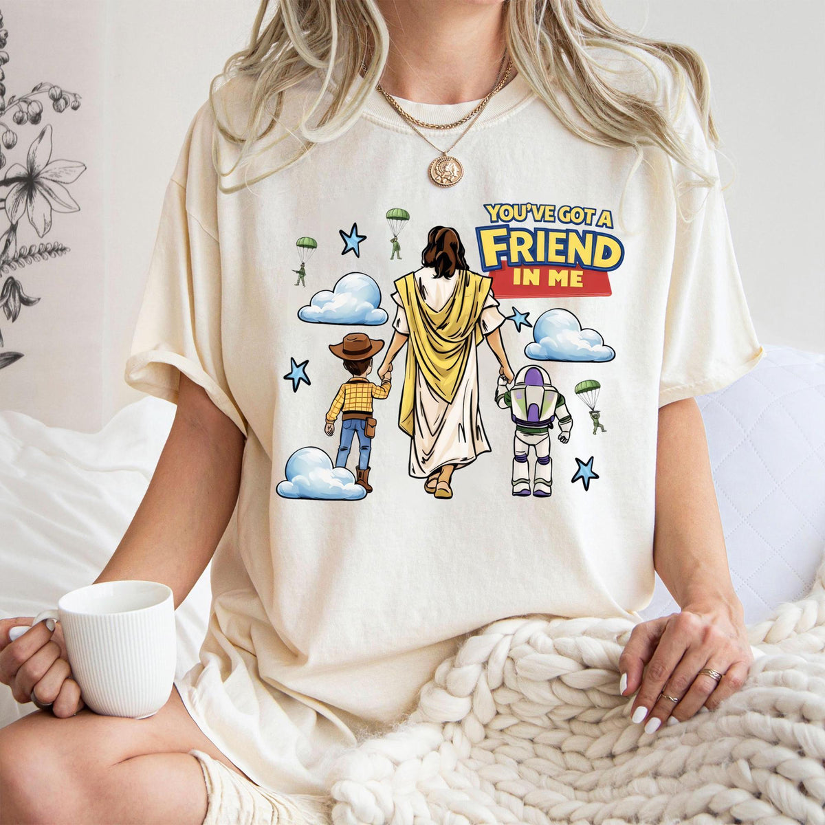 Jesus You've Got A Friend In Me Christian Toy Story — Bella+Canvas Tee fan art by Snagva
