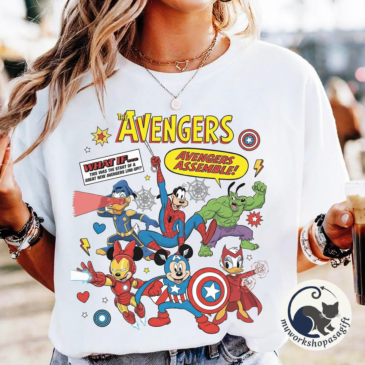 What If Mickey and Friends Marvel Avengers — Bella+Canvas Tee fan art by Snagva (3)
