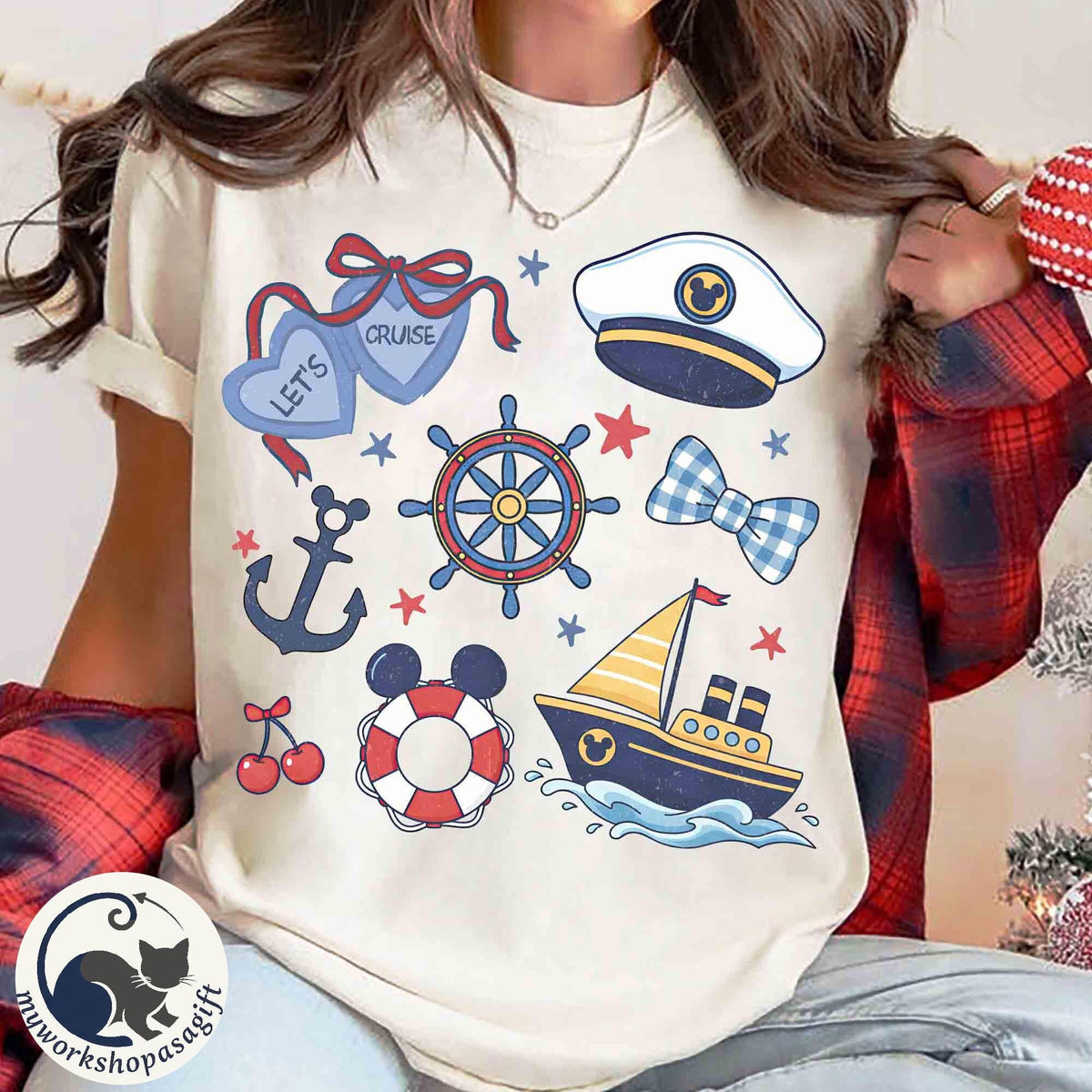 Coquette Bows Disney Cruise Retro — Bella+Canvas Tee fan art by Snagva