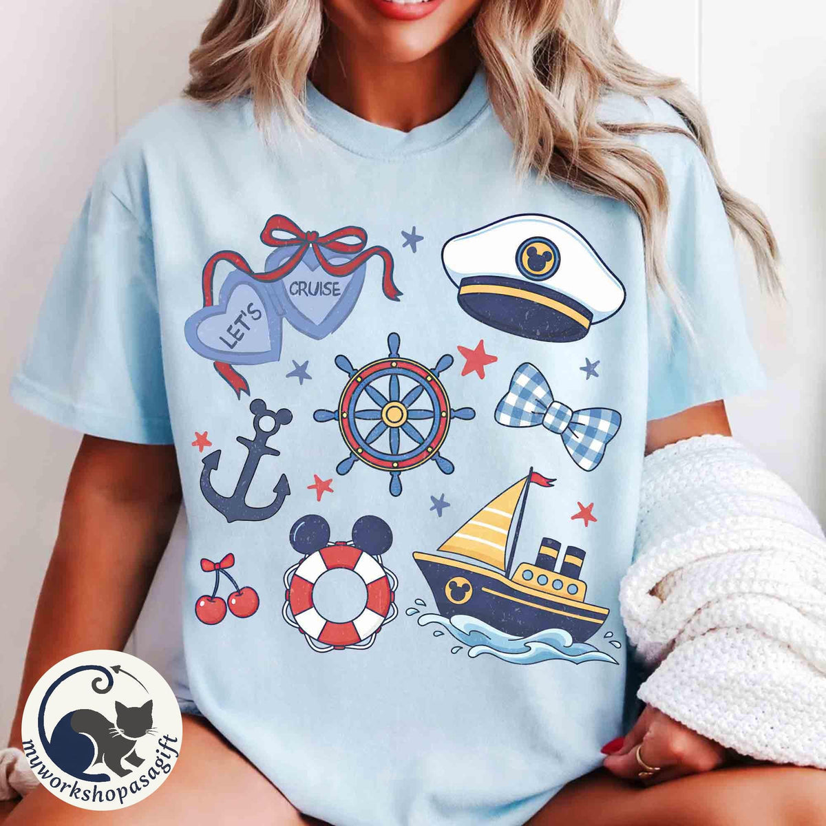 Coquette Bows Disney Cruise Retro — Bella+Canvas Tee fan art by Snagva (4)