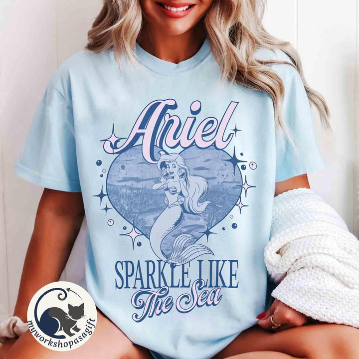 Retro Disney Disney The Little Mermaid Ariel Sparkle — Bella+Canvas Tee fan art by Snagva