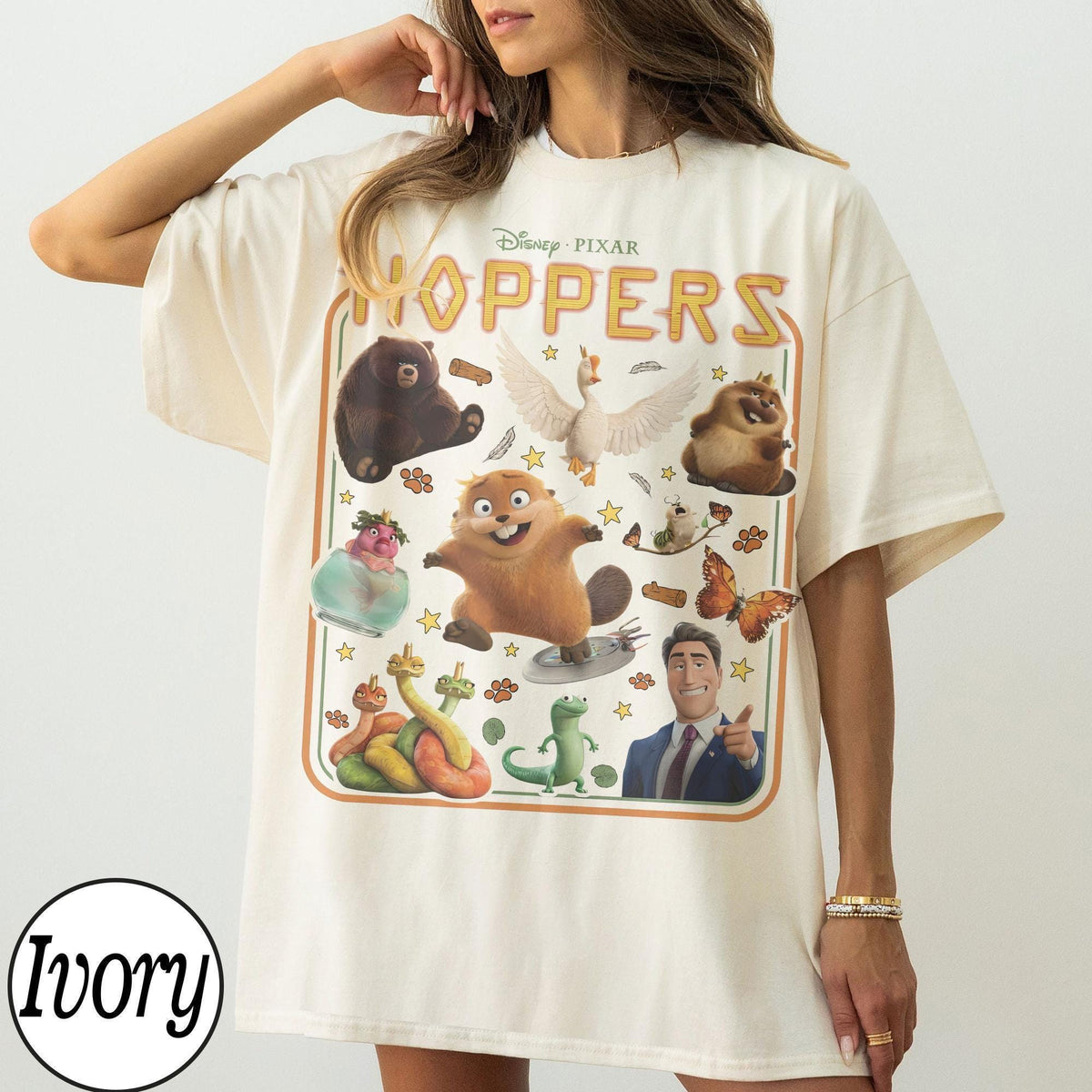 Retro Disney Pixar Hoppers — Bella+Canvas Tee fan art by Snagva (3)