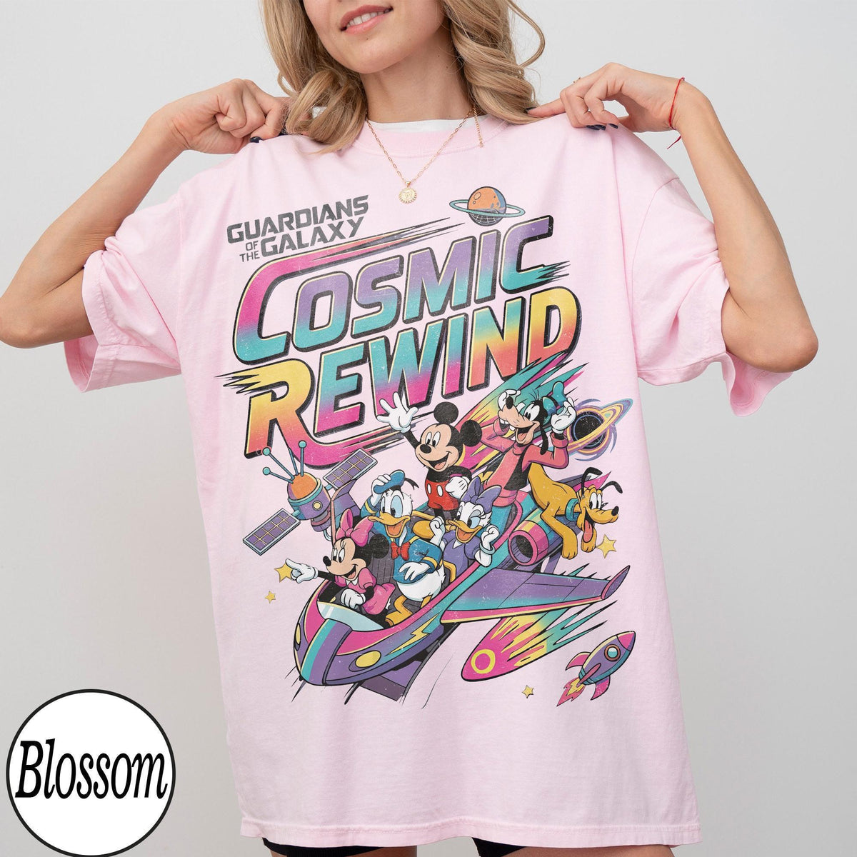 Retro 80s Guardians Cosmic Rewind Mickey Donald Goofy — Gildan Sweatshirt fan art by Snagva (3)