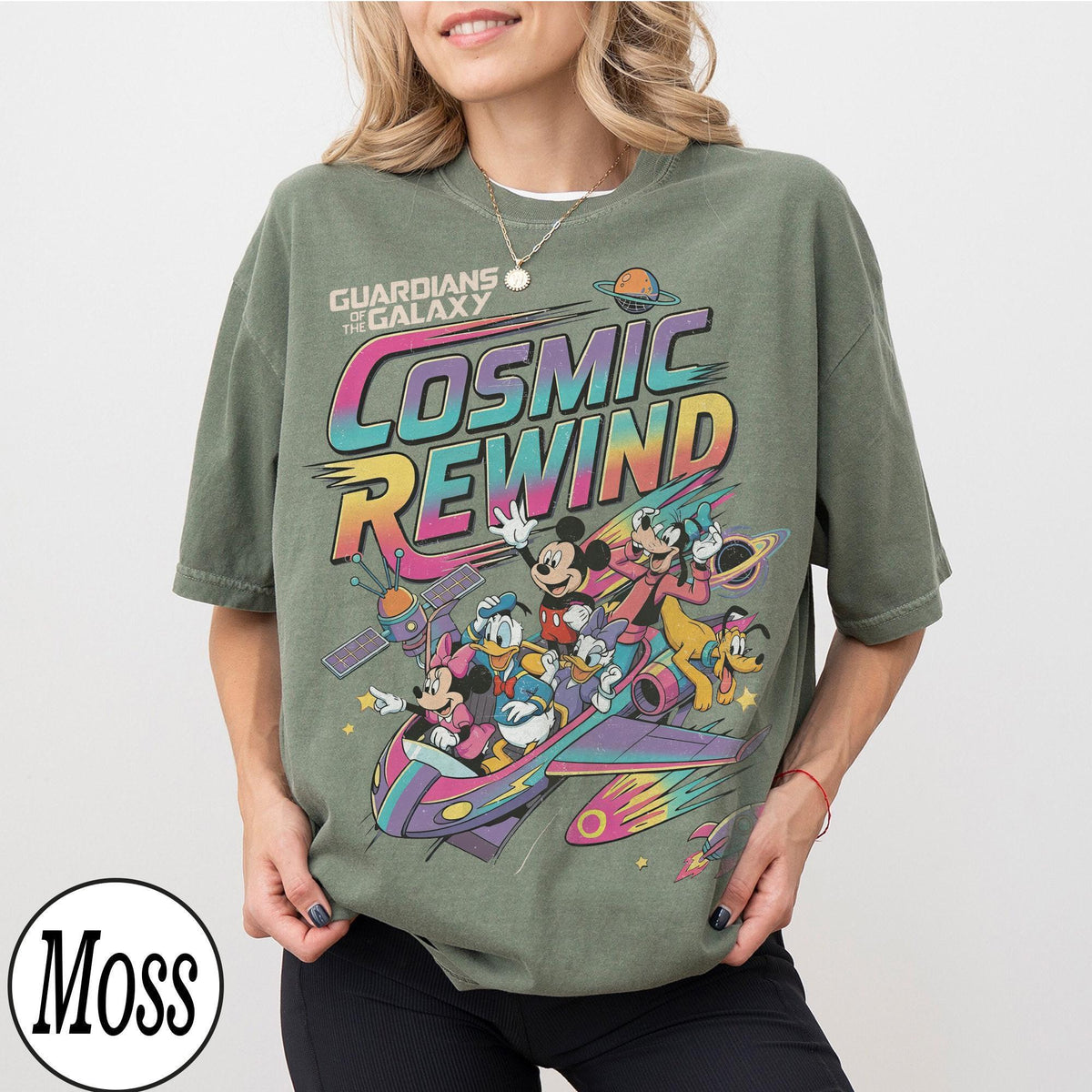 Retro 80s Guardians Cosmic Rewind Mickey Donald Goofy — Gildan Hoodie fan art by Snagva (6)