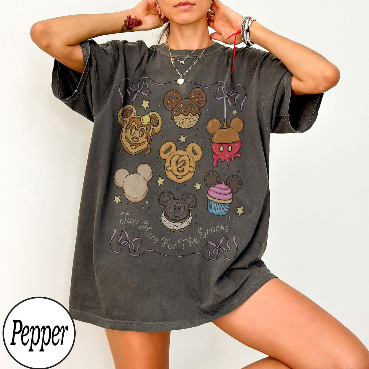 Coquette Bow Disney Just Here For The Snacks — Gildan Hoodie fan art by Snagva (4)