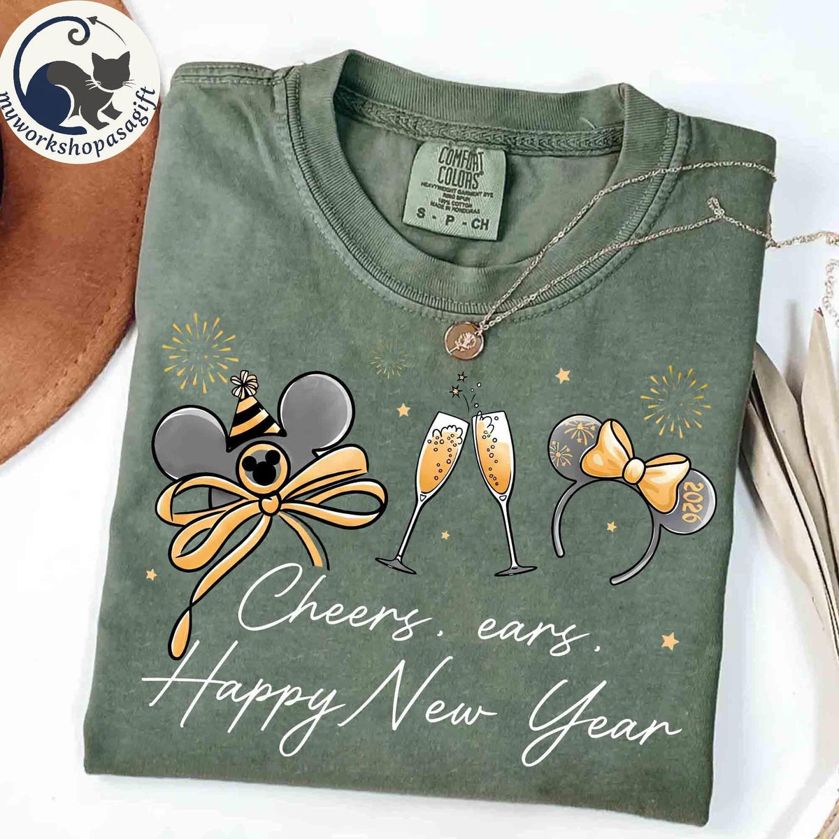Coquette Bow Mickey Ears Happy New Year — Comfort Colors Tee fan art by Snagva (2)