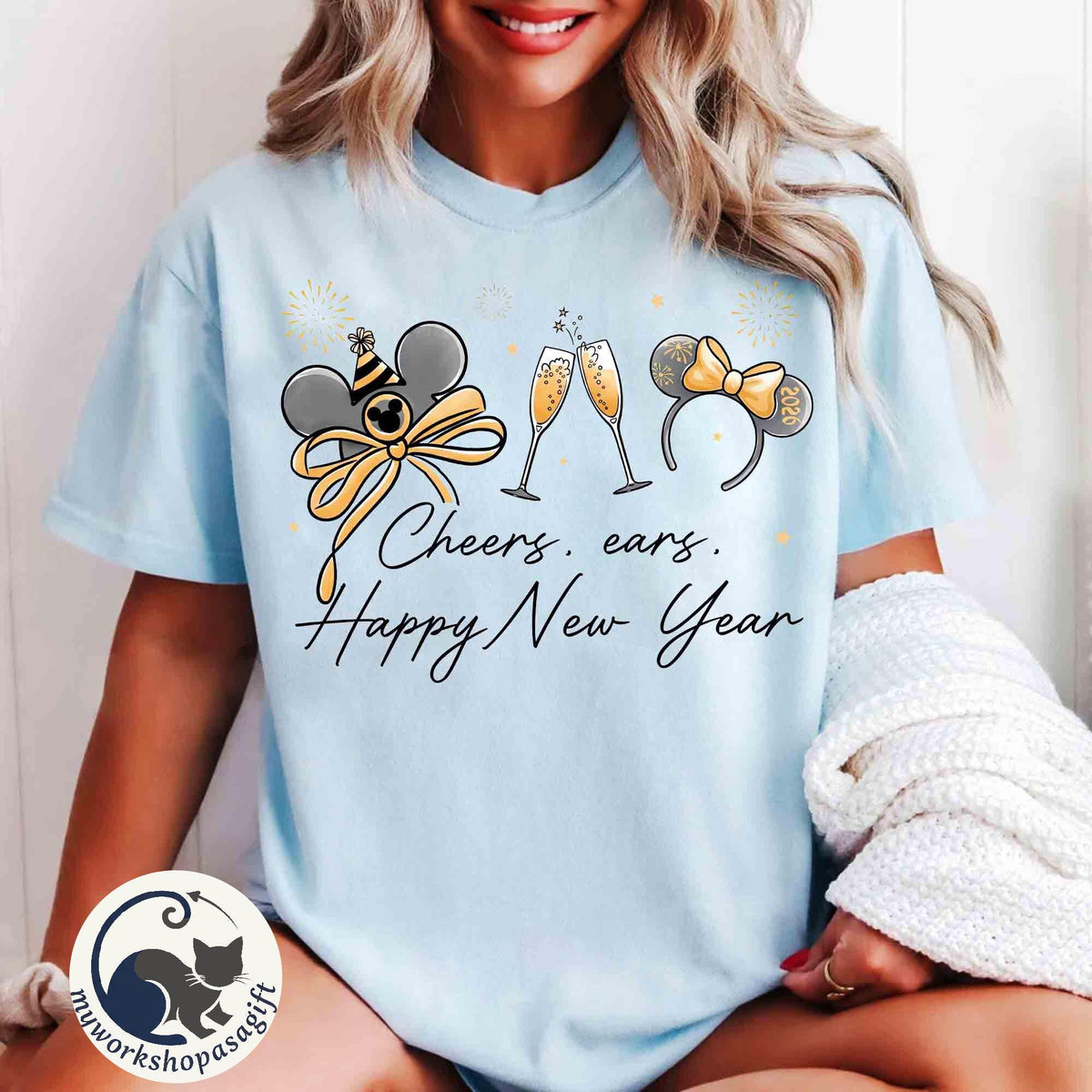 Coquette Bow Mickey Ears Happy New Year — Comfort Colors Tee fan art by Snagva (3)