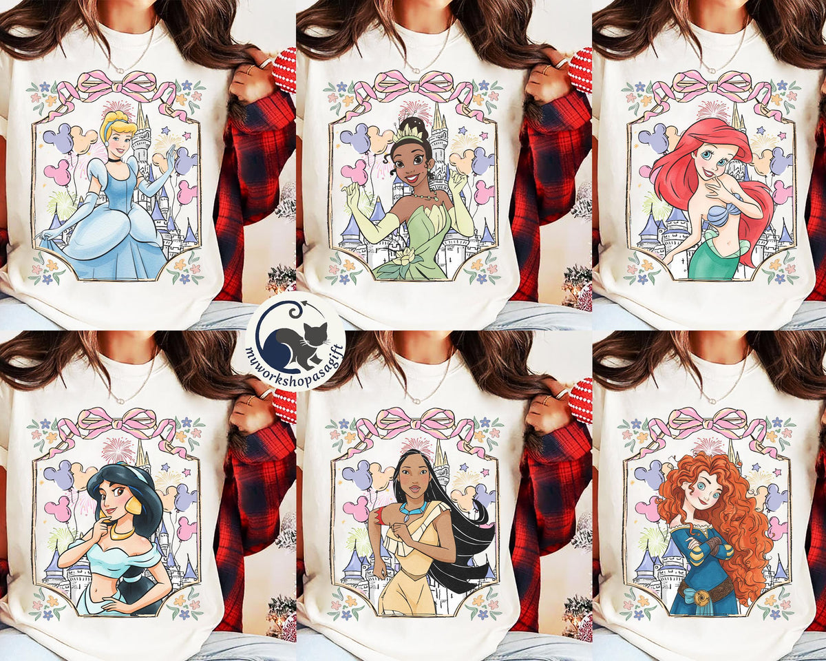 Customized Coquette Bow Disney Princess Castle Comfort Color — Gildan Hoodie fan art by Snagva (3)
