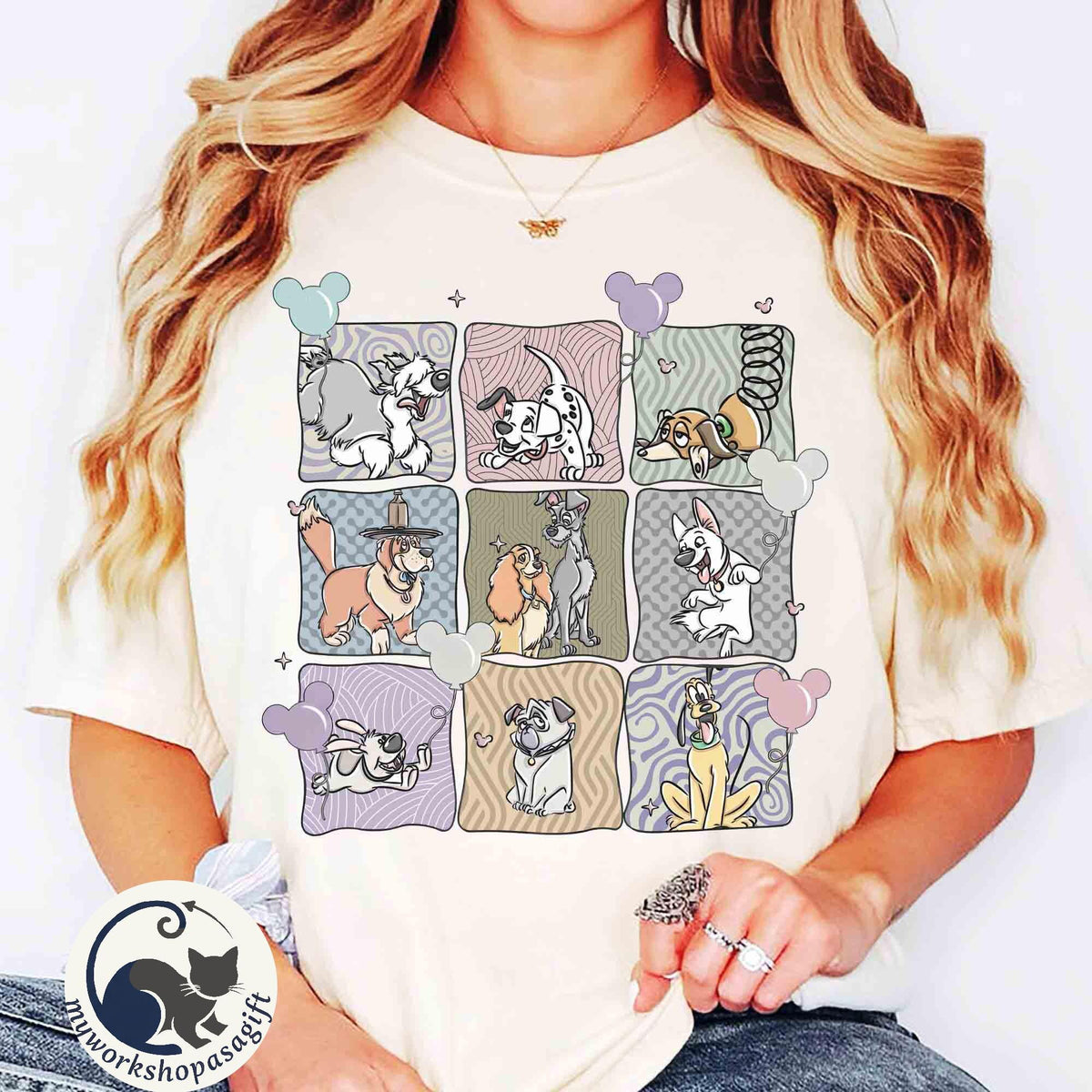 Retro Coquette Disney Dog Characters Group — Gildan Hoodie fan art by Snagva