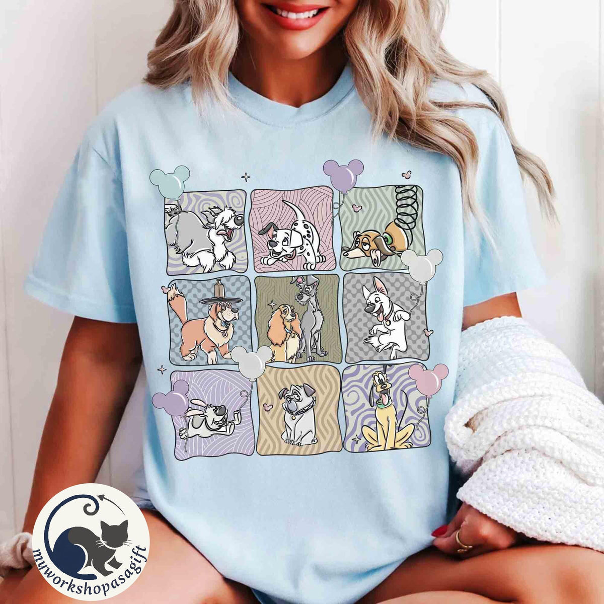 Retro Coquette Disney Dog Characters Group — Bella+Canvas Tee fan art by Snagva (2)