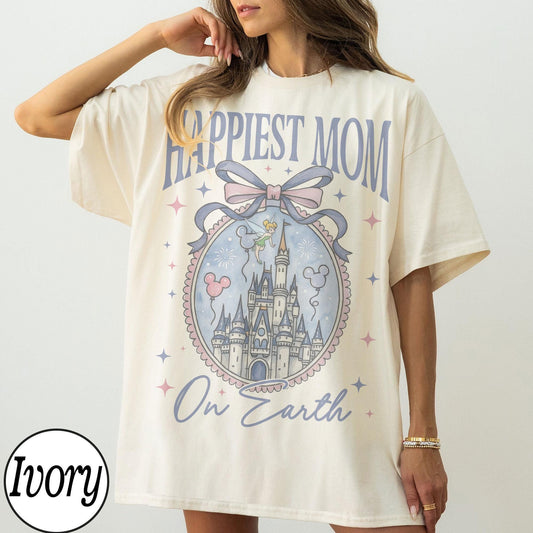 Retro Happiest Mom On Earth Shirt Disney Castle — Bella+Canvas Tee