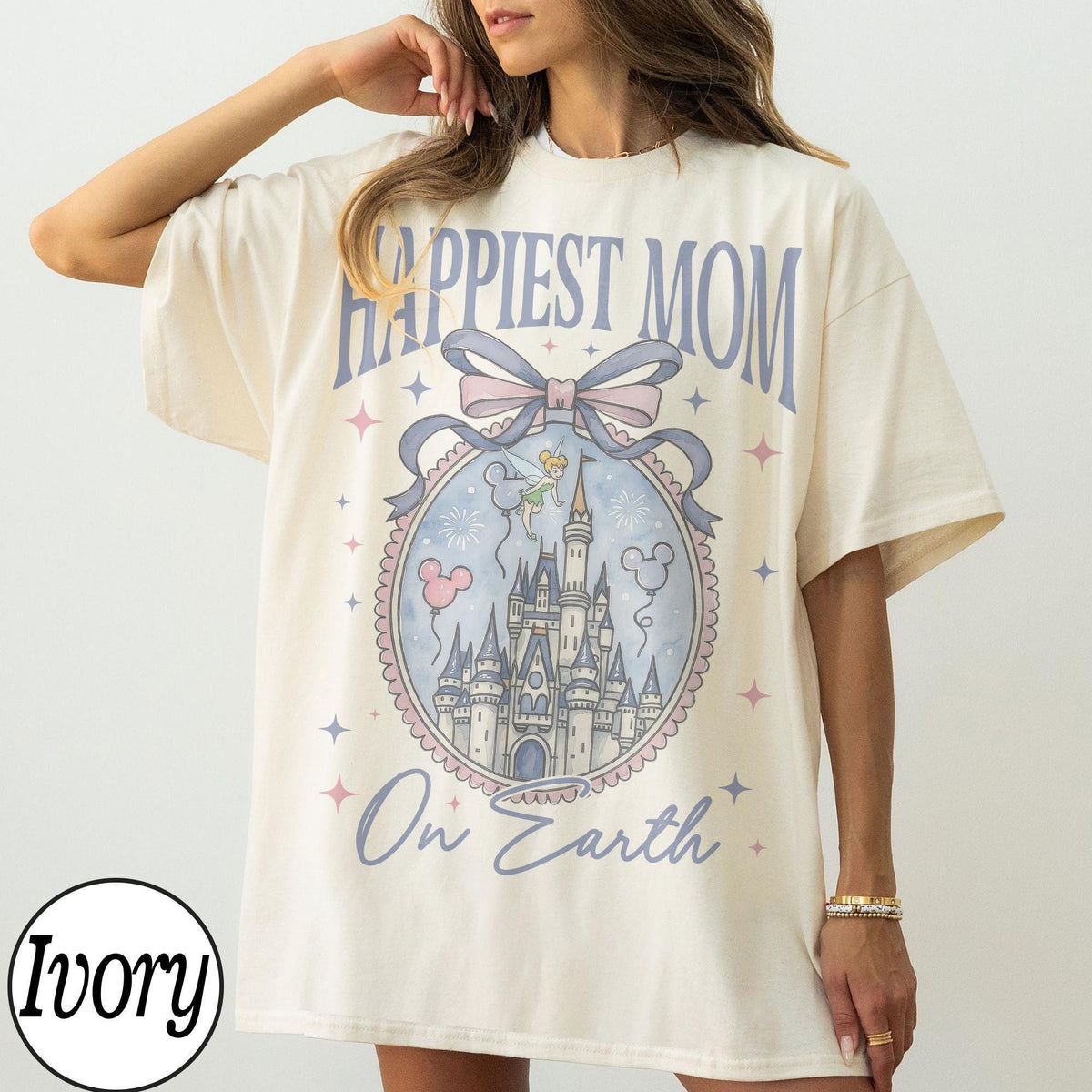 Retro Happiest Mom On Earth Shirt Disney Castle — Gildan Hoodie fan art by Snagva (2)