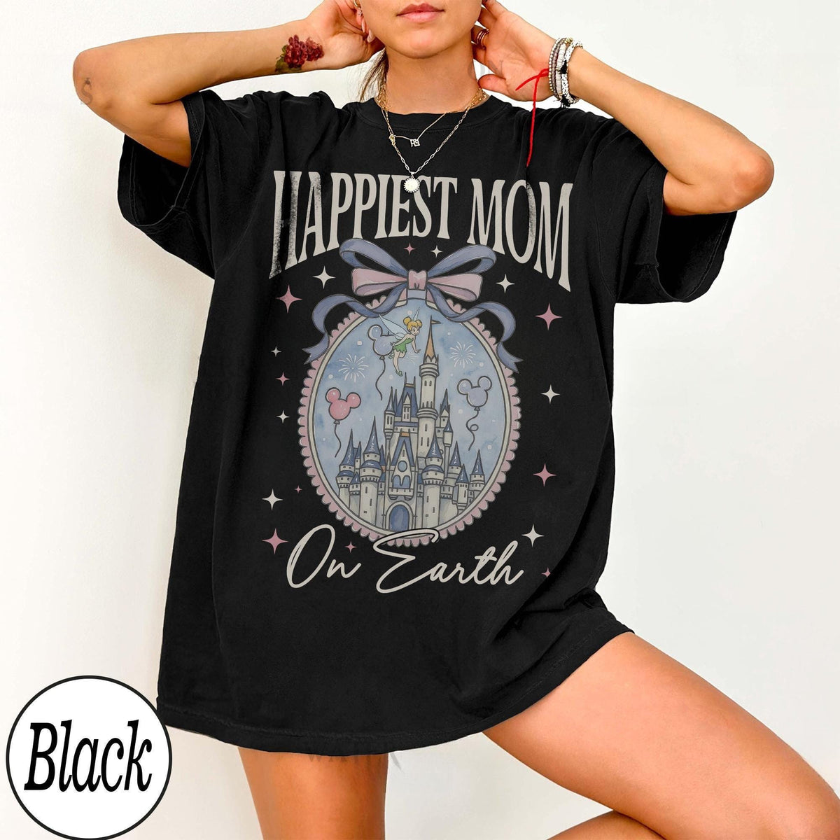 Retro Happiest Mom On Earth Shirt Disney Castle — Comfort Colors Tee fan art by Snagva (4)
