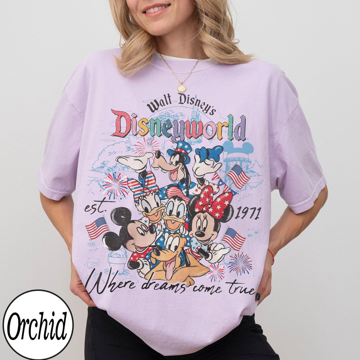 Comfort Colors Disneyworld Est 1971 Patriotic Mickey Friends — Gildan Sweatshirt fan art by Snagva (3)