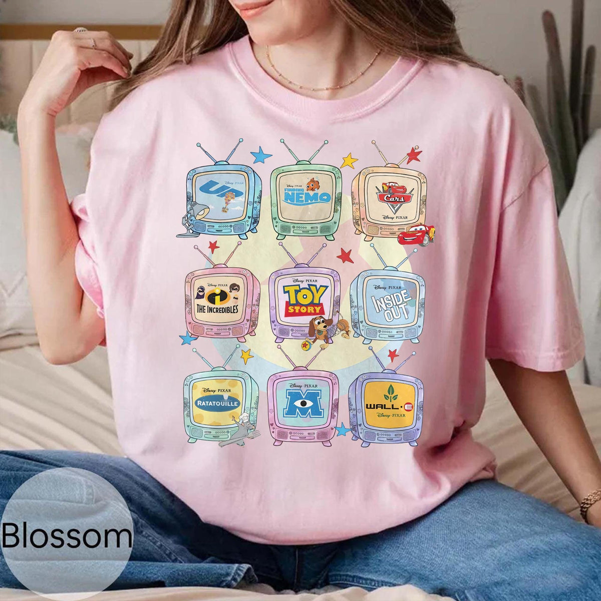 Retro Disney Pixar Movie Television — Bella+Canvas Tee fan art by Snagva