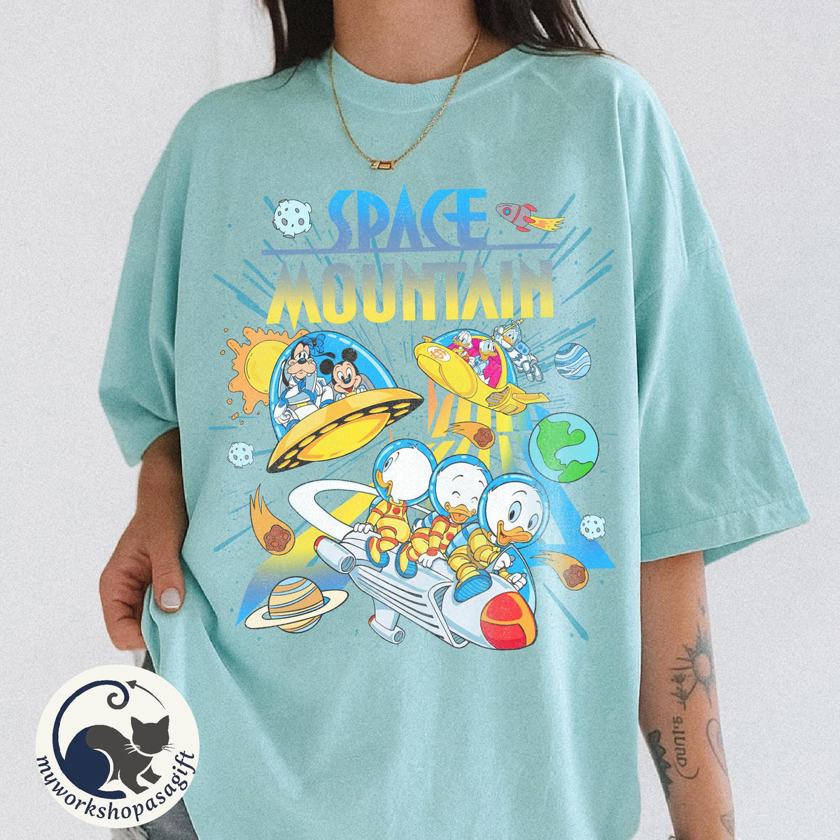 Space Mountain Retro 90s Mickey Friends — Bella+Canvas Tee fan art by Snagva (3)