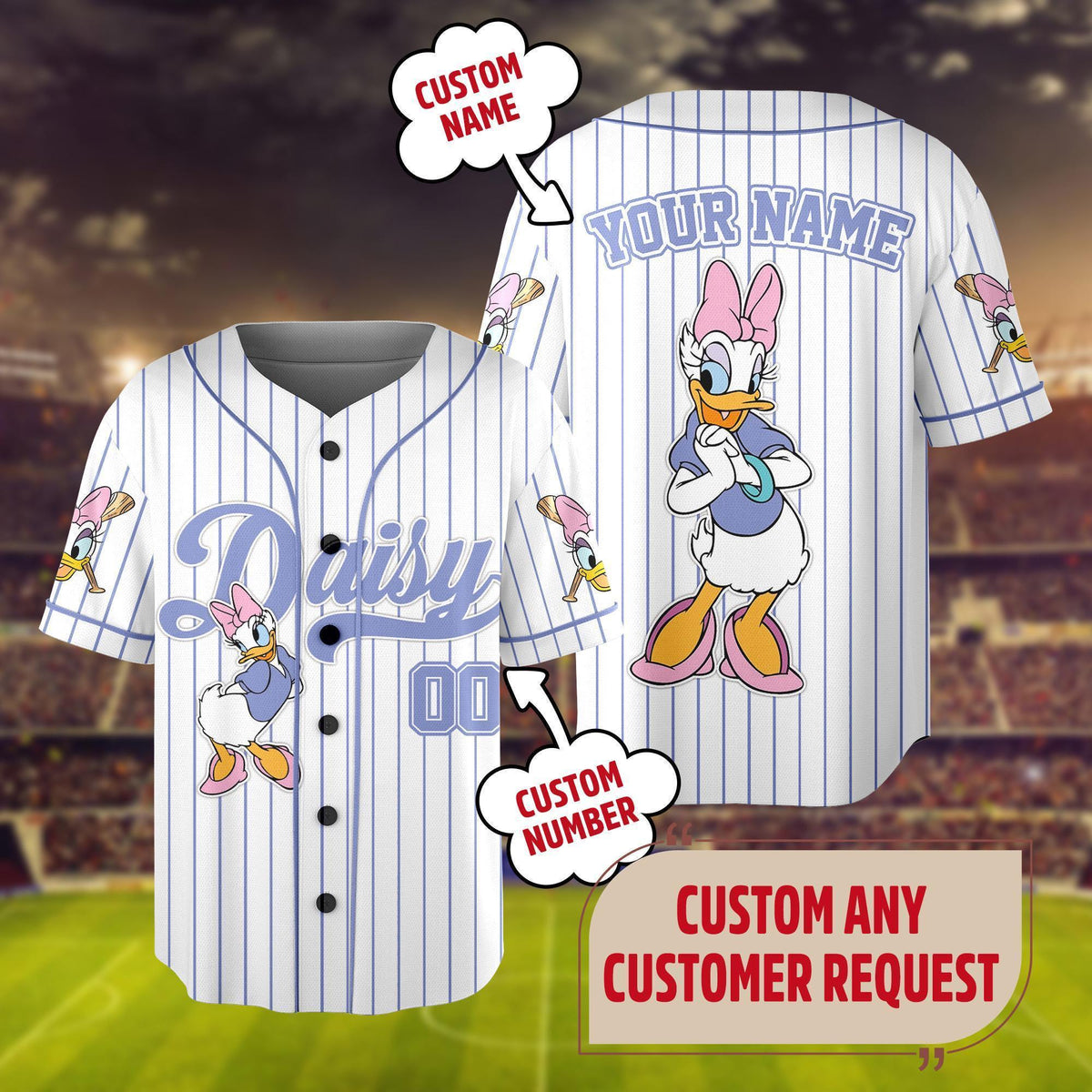 Personalize Disney Mickey & Friends Cute Striped White — Comfort Colors Tee fan art by Snagva (5)