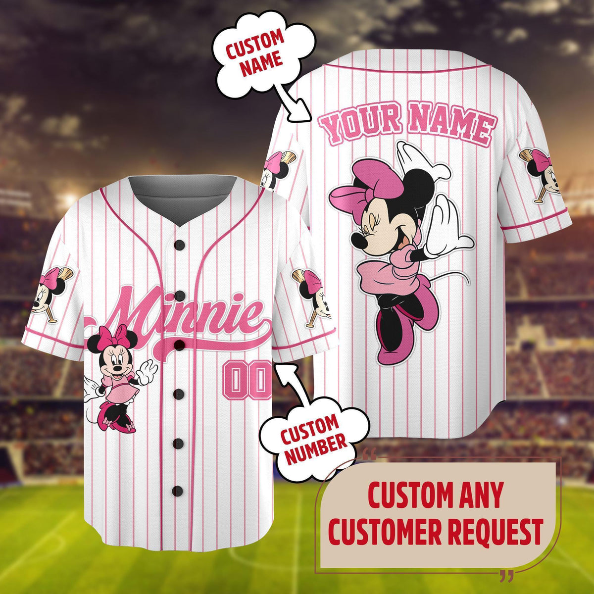 Personalize Disney Mickey & Friends Cute Striped White — Gildan Hoodie fan art by Snagva (6)